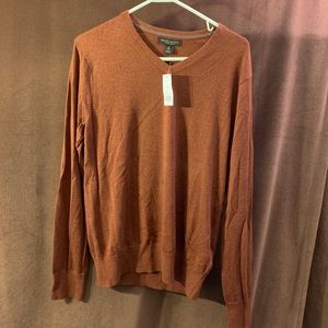 Banana Republic Burnt Orange Silk/Cotton/Cashmere V-Neck Sweater.